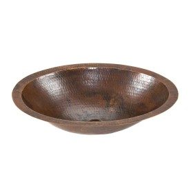 17" Oval Under Counter Hammered Copper Bathroom Sink