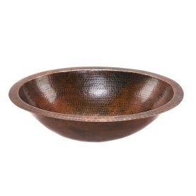 19" Oval Under Counter Hammered Copper Bathroom Sink