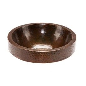 17" Round Skirted Vessel Hammered Copper Sink