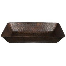 20" Rectangle Vessel Hammered Copper Sink