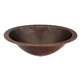 15" Oval Under Counter Hammered Copper Bathroom Sink