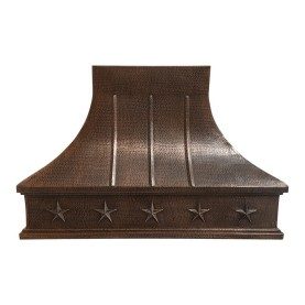 Custom 44" Hammered Copper Euro Style Island Range Hood with Stars