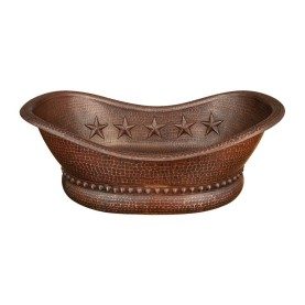 Custom 20" Hammered Copper Bathtub Vessel Sink with Star Design