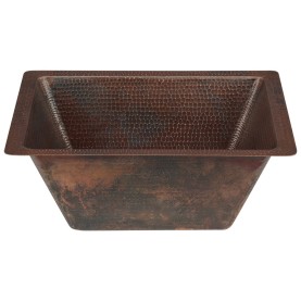 Custom 17.5" Hammered Copper Rectangle Bathroom Sink