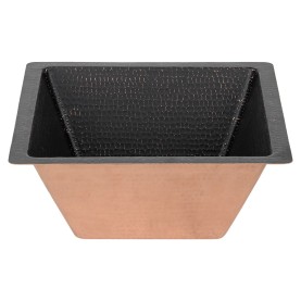 15" Square Hammered Copper Bar/Prep Sink w/ 2" Drain Opening in Glazed Black