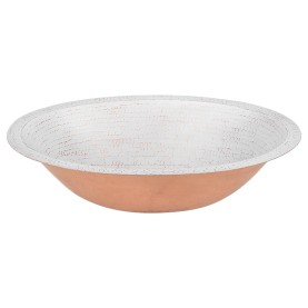 19" Oval Under Counter Hammered Copper Bathroom Sink in Glazed White