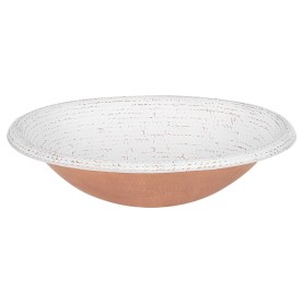 19" Oval Self Rimming Hammered Copper Sink in Glazed White